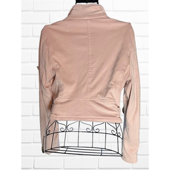 5/$25 Ashley Outerwear‎ Womens Size M Faux Suede Crop Jacket Pastel Pink - Picture 4 of 9